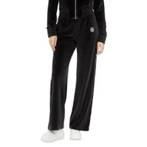 The Kooples Women's Black Velvet Track Pants NWT Size Large - Picture 1 of 10